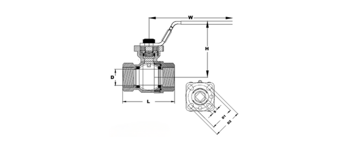 Stainless Steel 2pc Screwed Male End Ball Valve With Actuator Mounting Pad